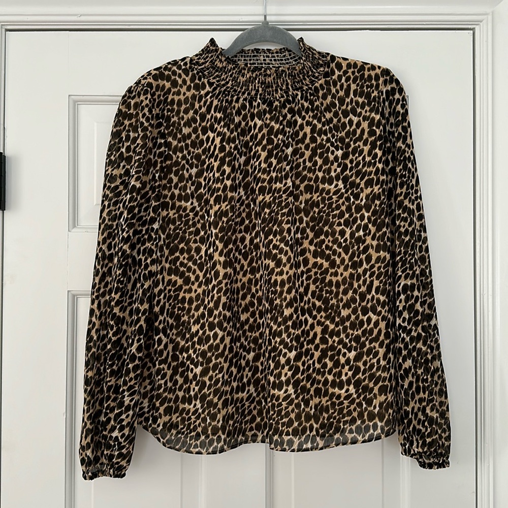 J Crew Animal Print Top. Long Sleeve. Leopard Print.
